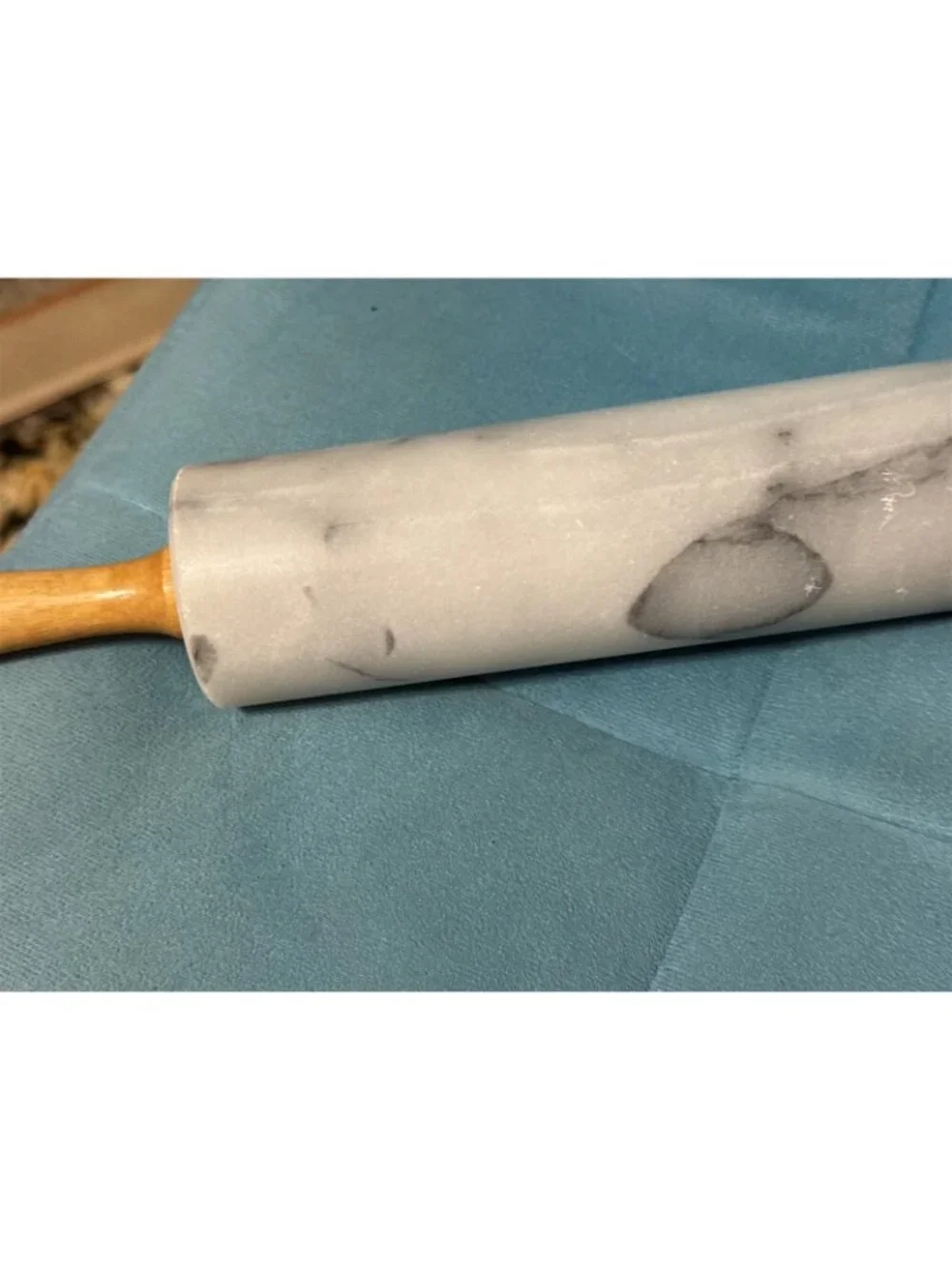 Marble Vintage Farmhouse Wooden Handle Dough Roller Rolling Pin